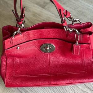 Red leather coach shoulder bag